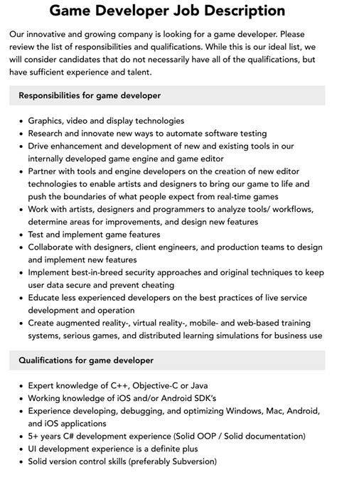 video game programmer job description.